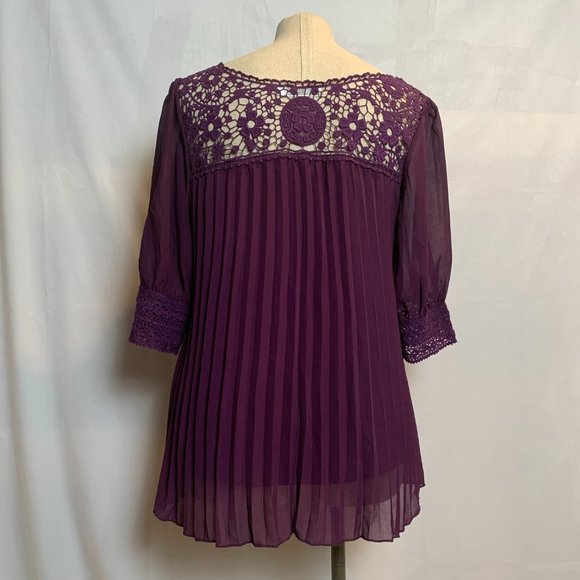 Boho💜Purple Flowy Top Size M - Picture 3 of 10